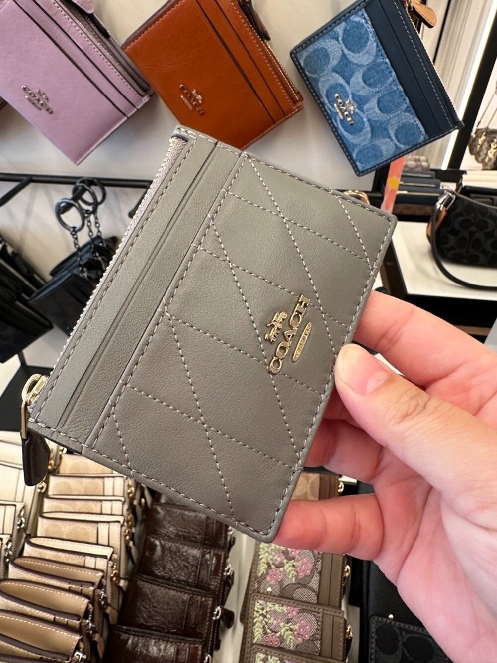 NWT! Coach CEX22 Mini Skinny ID Case With Quilting Nappa Leather/Im/Slate - Picture 3 of 9